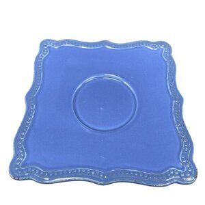 Pierre Deux Blue Square Dish Saucer‎ Ceramic Made In Portugal Dish Plate Vintage